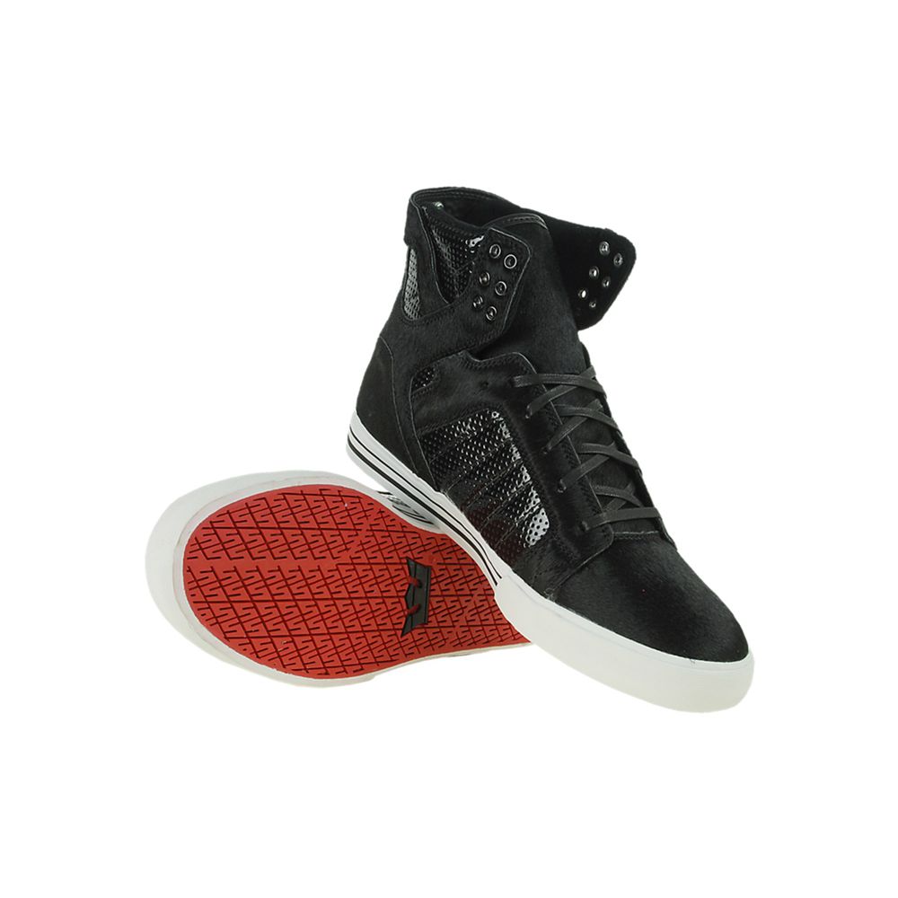 Baskets Montantes Supra SkyTop NS Noir Black Pony Fur Homme | EPD-89101288